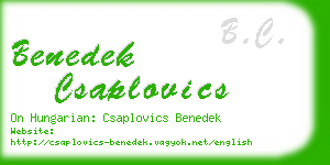 benedek csaplovics business card